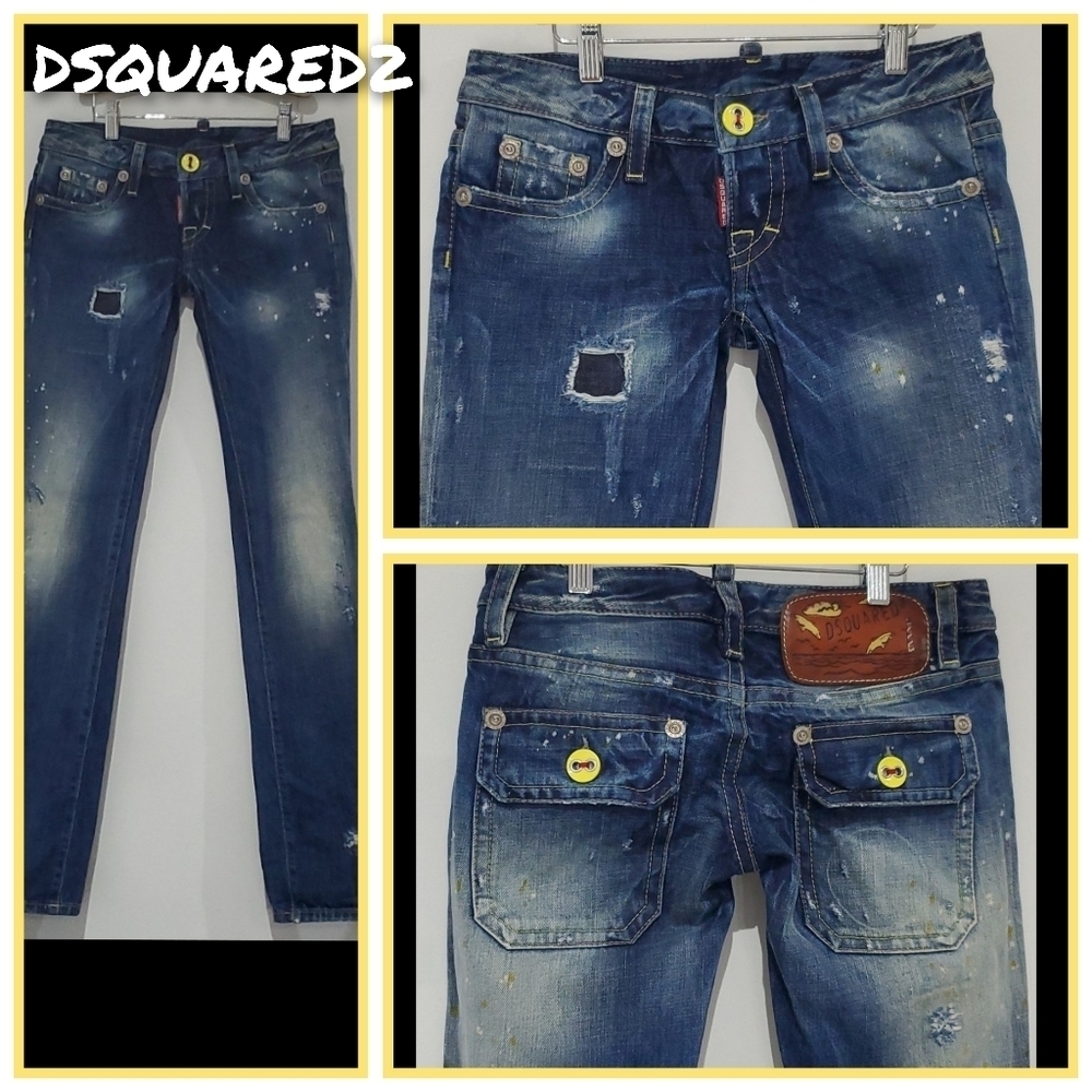 Dsquared2 Low-rise distressed straight leg blue jean size 40